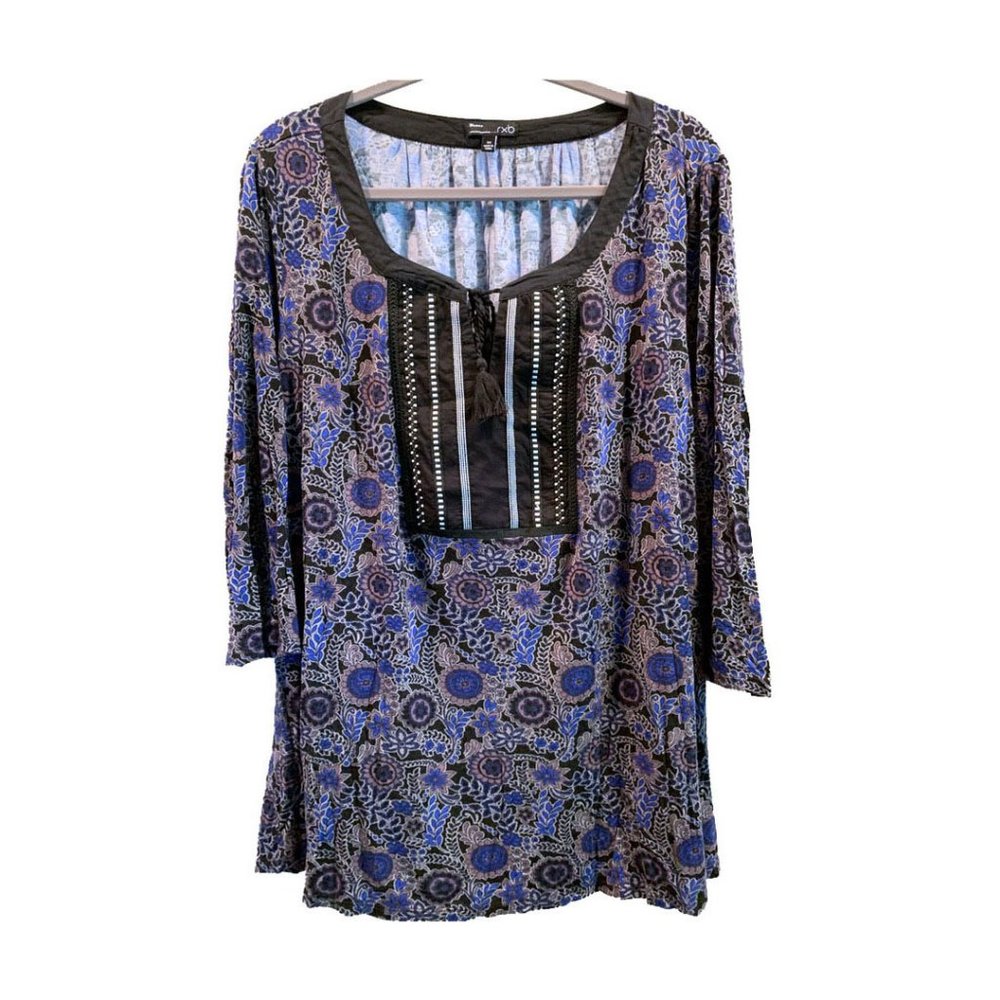 Blue/Black/Mauve print top
